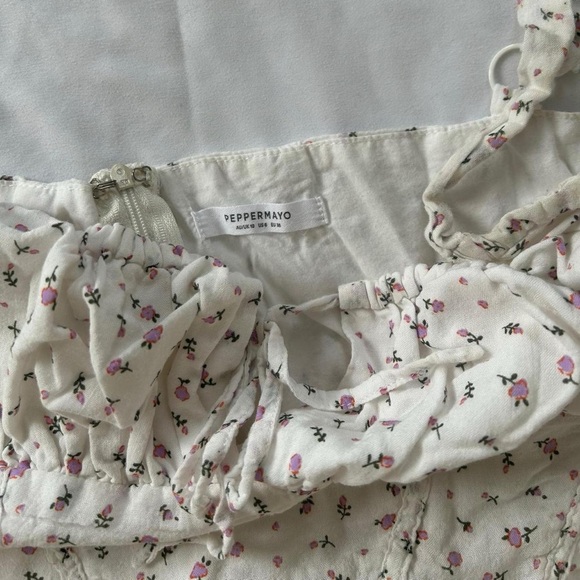 Peppermayo white dainty milkmaidesque baby pink floral bustier corset crop top - Picture 4 of 5